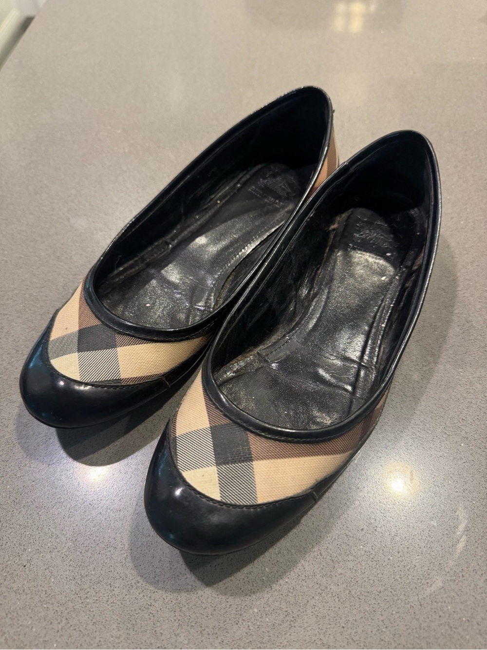 Burberry Nova Check Black and Tan Plaid Flats